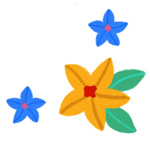 fiore giallo e due blu